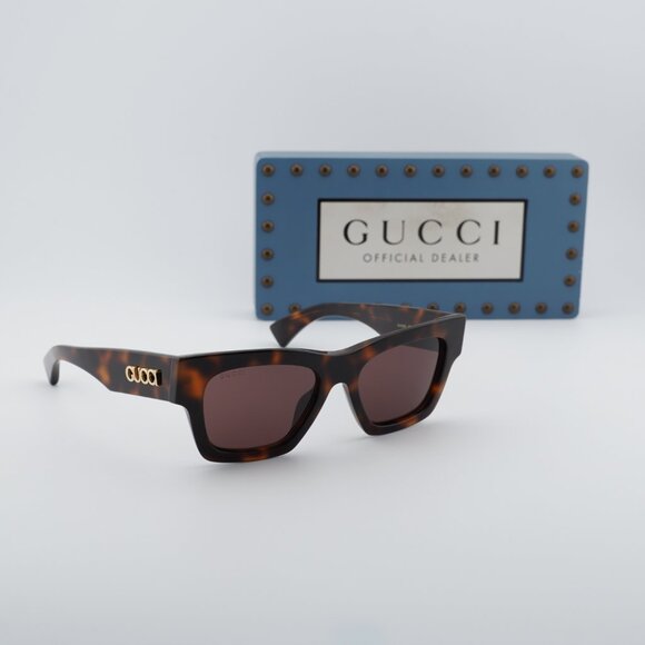 Gucci GG1835S 002 Square Sunglasses - Medium Brown Havana / Brown main image 4